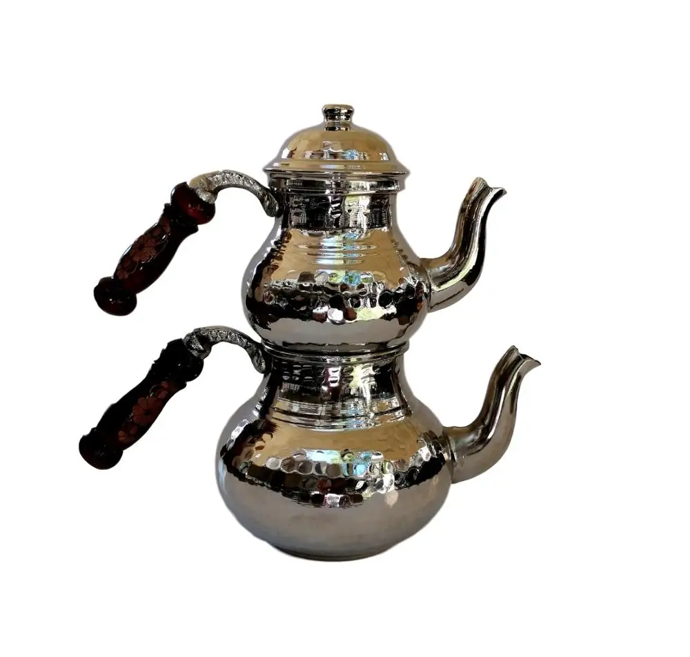 

Small Size Copper Teapot Set in Silver Colour