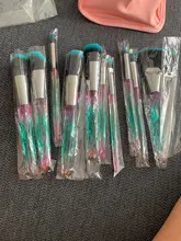 FLD-Maquillaje de cristal, cepillos de base de polvo, sombra de ojos, cejas, cosméticos, ventilador, juego de Brochas de Maquillaje