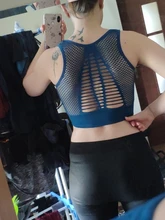 Medio de las mujeres de malla de apoyo Cruz de seguridad, extraíble tazas Deporte Tops sujetador la libertad sin Yoga Running deportes Bras