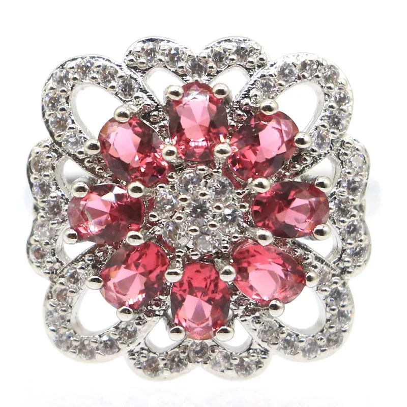 18x18mm SheCrown квадратной формы создан розовый Raspberry Rhodolite гранат CZ подарок для дам