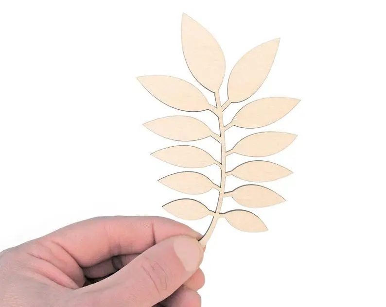 

Wooden Twig with Leaves (12cm) Shape Art Projects Craft Decoration Gift Decoupage Ornament 0120