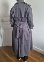 Gabardina larga X holgada de estilo coreano para mujer, abrigo de doble botonadura con cinturón, manto de dama, rompevientos, prendas de vestir de primavera y otoño, color gris