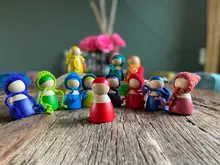 Muñecas de arcoíris de madera de ganchillo, en gorros para Pastel, bloques apilables, muñecas NATURALES DE MADERA EN sombrero tejido, juguete Montessori, 6/12 Uds.