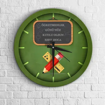 

Personalized Teachers Günü'nüz Happy Design Wooden Wall Clock-1