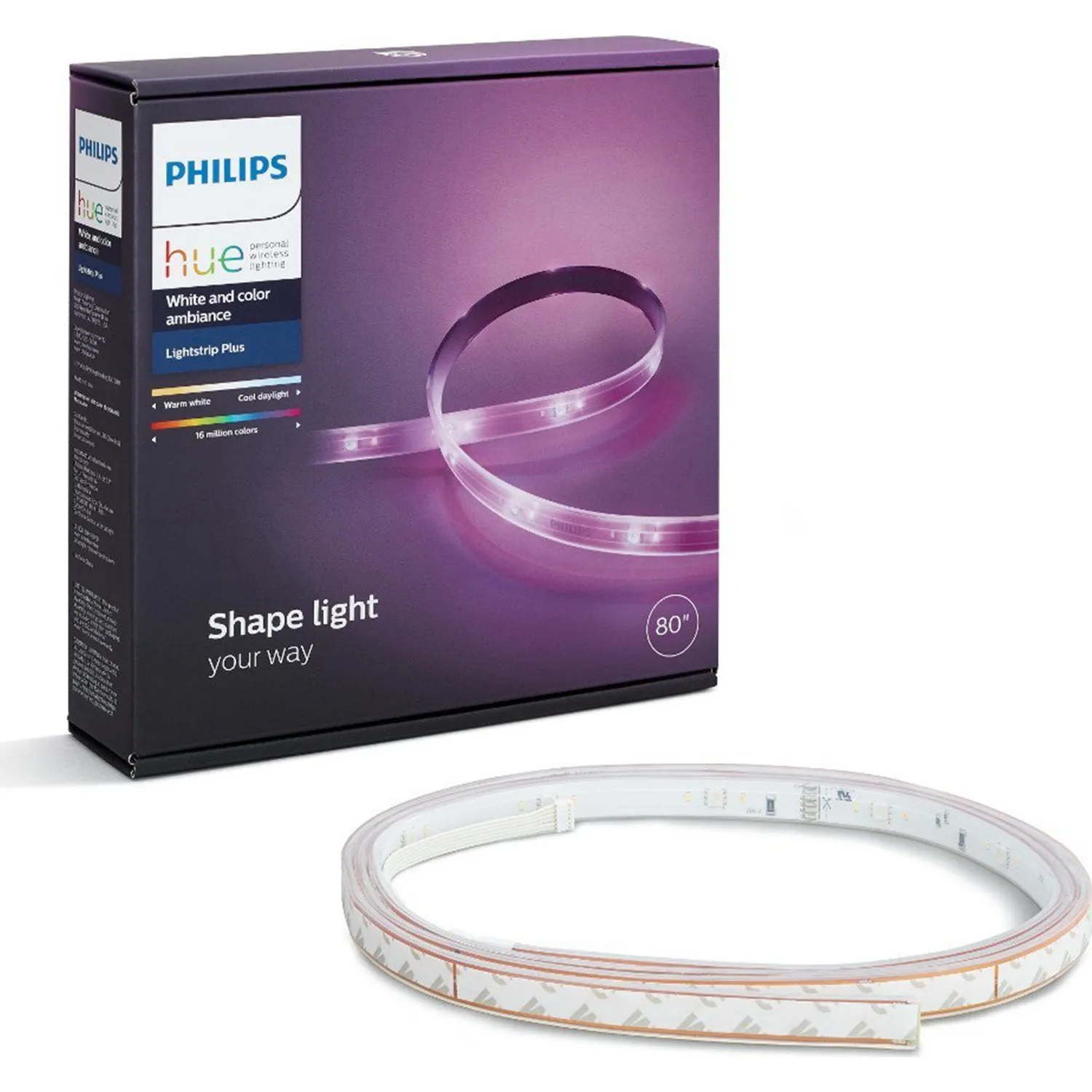 SERESSTORE Philips Hue Smart LED Strip 2 m V4 Bluetooth-enabled Power Adapter Included. hue gradient lightstrip 16 Million Color afbeelding