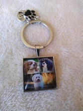 Llavero personalizado con foto de perro, colgante de cristal de perro y amor, Mini llavero de corazón cuadrado, regalo de recuerdo