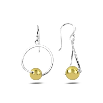 

KUTAYDAN Gold Plated Dangle Ball Earrings 925 Sterling Silver