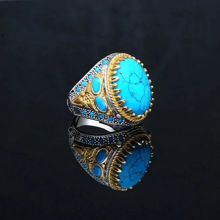 Silver Oval Turquoise Stone Men 'S Ring | Украшения и аксессуары