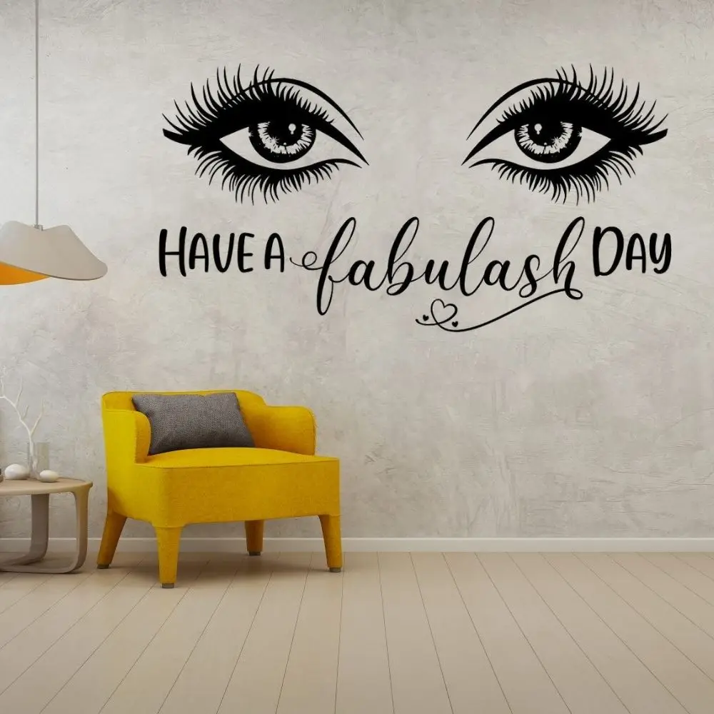

Hava A Fabulash Day EyeLash Silhouette Wall Sticker Eye Fashion Vinyl Art For Beauty Salon Mural Decoration A001627