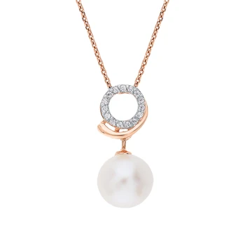 

Gold pendant with cubic zirconia and pearls cultured sunlight sample 585