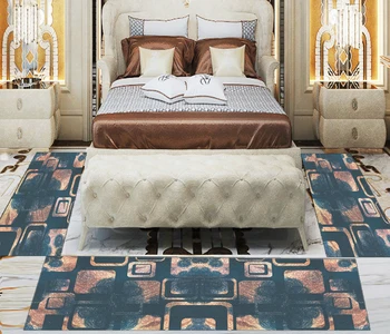 

Else 3 Piece Green Brown Geometric Square Tiles 3d Print Non Slip Microfiber Washable Decor Bedroom Hallway Area Rug Carpet Set