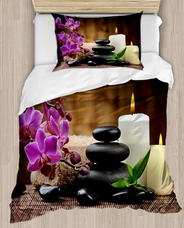 

Комплект постельного белья из хлопка и сатина, с 3D-принтом