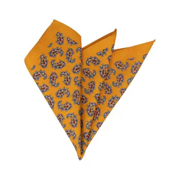 

Pocket Square for silk mustard jacket with cucumber pattern (51838)