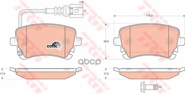 Колодки Тормозные Volkswagen T5 03/Multivan 03 С Датчиком Задние Trw/Lucas Gdb1557 TRW/Lucas арт. GDB1557