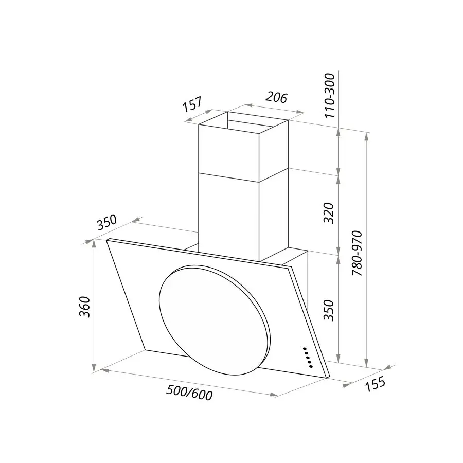 ВЫТЯЖКА MAUNFELD TOWER L(PUSH) 50 белый/БЕЛОЕ стекло