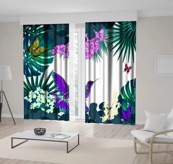 

Curtain Orchids Round Frame Exotic Bloom on Dark Background Floral Doodle Style Artwork Blue Pink