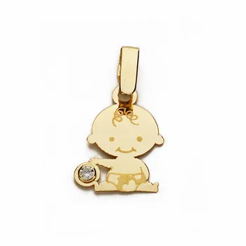 

Pendant gold 9k child cubic zirconia 14mm. Brightness [AA1723]
