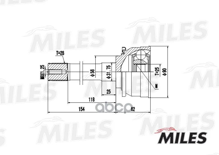 Шрус Mitsubishi Pajero Ii/Sport/Classic 2.5td-3.0 94- Нар. Miles Ga20275 Miles арт. GA20275