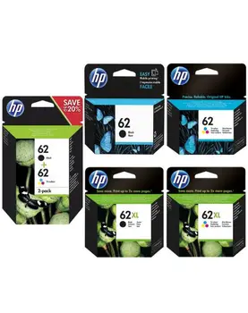 

Pack of 2 Original refill ink cartridge HP 62 Black + Three-Color