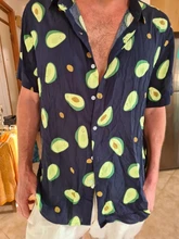 Camisa de manga corta con estampado de aguacate para hombre, Camisa cómoda informal con cuello en V y solapa, 40x40, nueva gran oferta