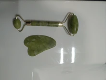Gua Sha-Rodillo de piedra de jade para masaje facial, rodillo estiramiento piel cuello, doble cabezal, relajación de la piel, piedra de jade natural