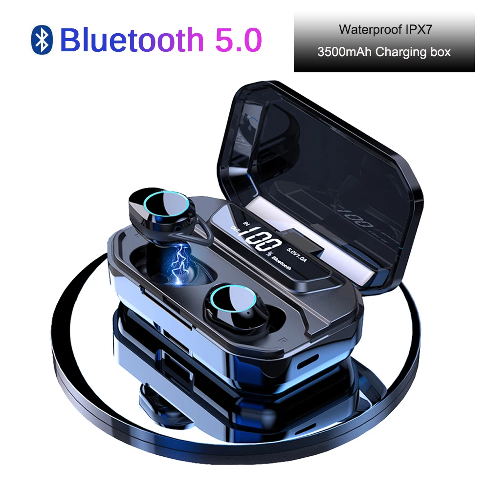 G02 TWS Wireless Headphone IPX7 Waterproof Bluetooth 5.0 Earphone 9D Stereo Sport Headsets 3300mAh LED Smart Power Phone Holder G02 TWS Wireless Headphone IPX7 Waterproof Bluetooth 5.0 Earphone 9D Stereo Sport Headsets 3300mAh LED Smart Power Phone Holder