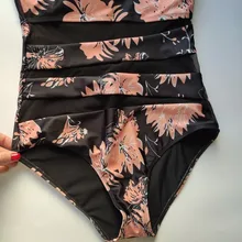 Riseado-bañador Vintage de una pieza para mujer, ropa de baño de malla, traje de baño negro con correa, ropa de playa, trajes de baño XXL 2021