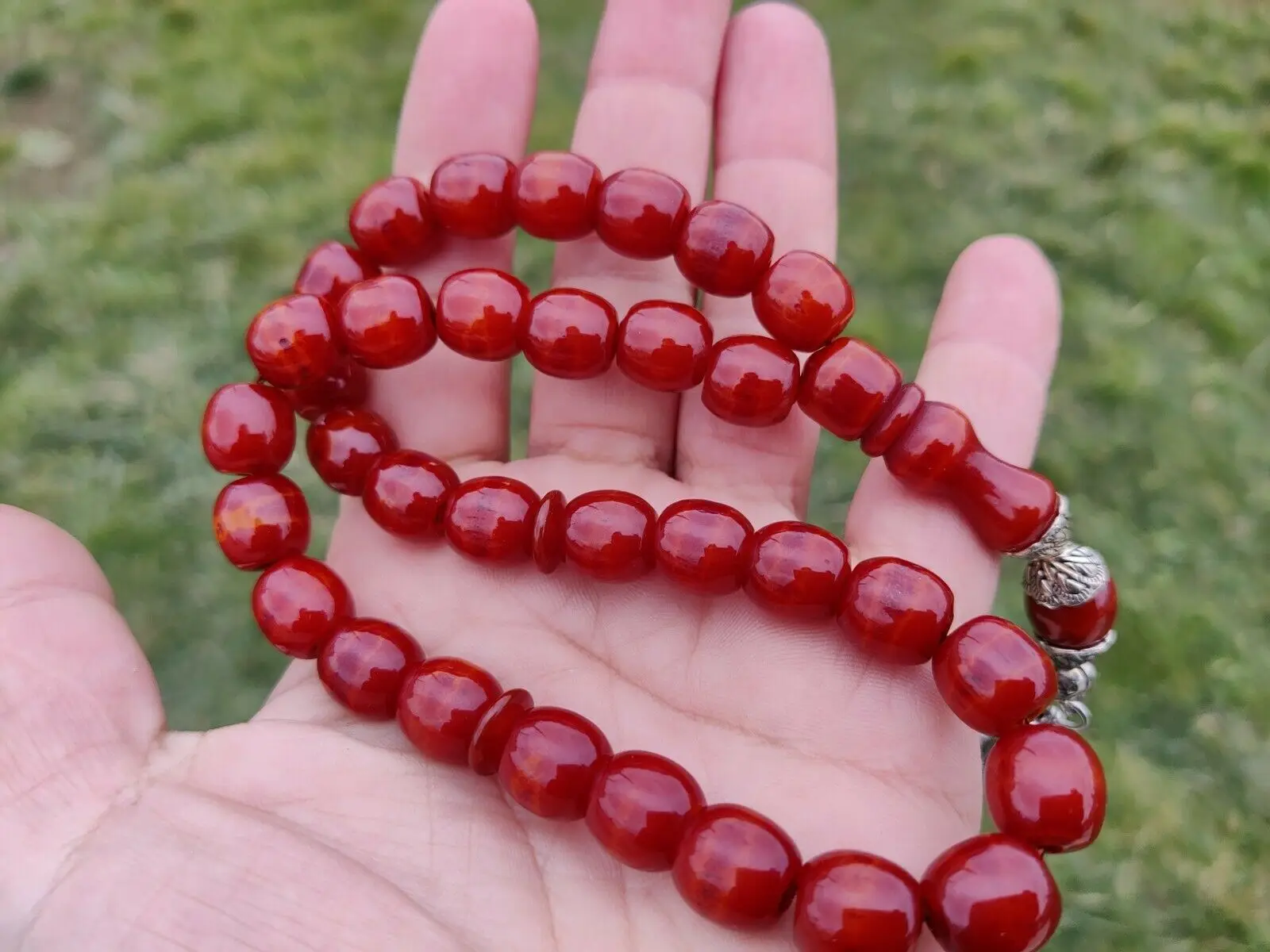 

Tasbih Ottoman Faturan German Cherry Amber Sandalous Misbaha Rosary Free Shipping #12F
