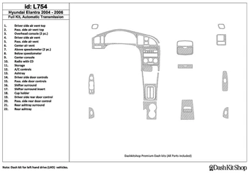 

Interior trim for Hyundai Elantra 2004-2006. Set L754.
