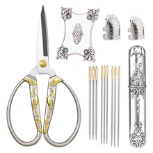 

SHWAKK Embroidery Vintage Tailor Scissors Kits For Fabric European Style Sewing Needlework Thread Scissors with Thimble Shears