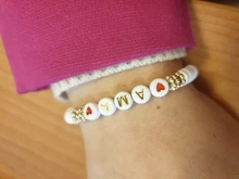 NeeFu WoFu-Pulseras con letras digitales para mujer, brazaletes con nombre bohemio hechos a mano, cuentas de disco personalizadas
