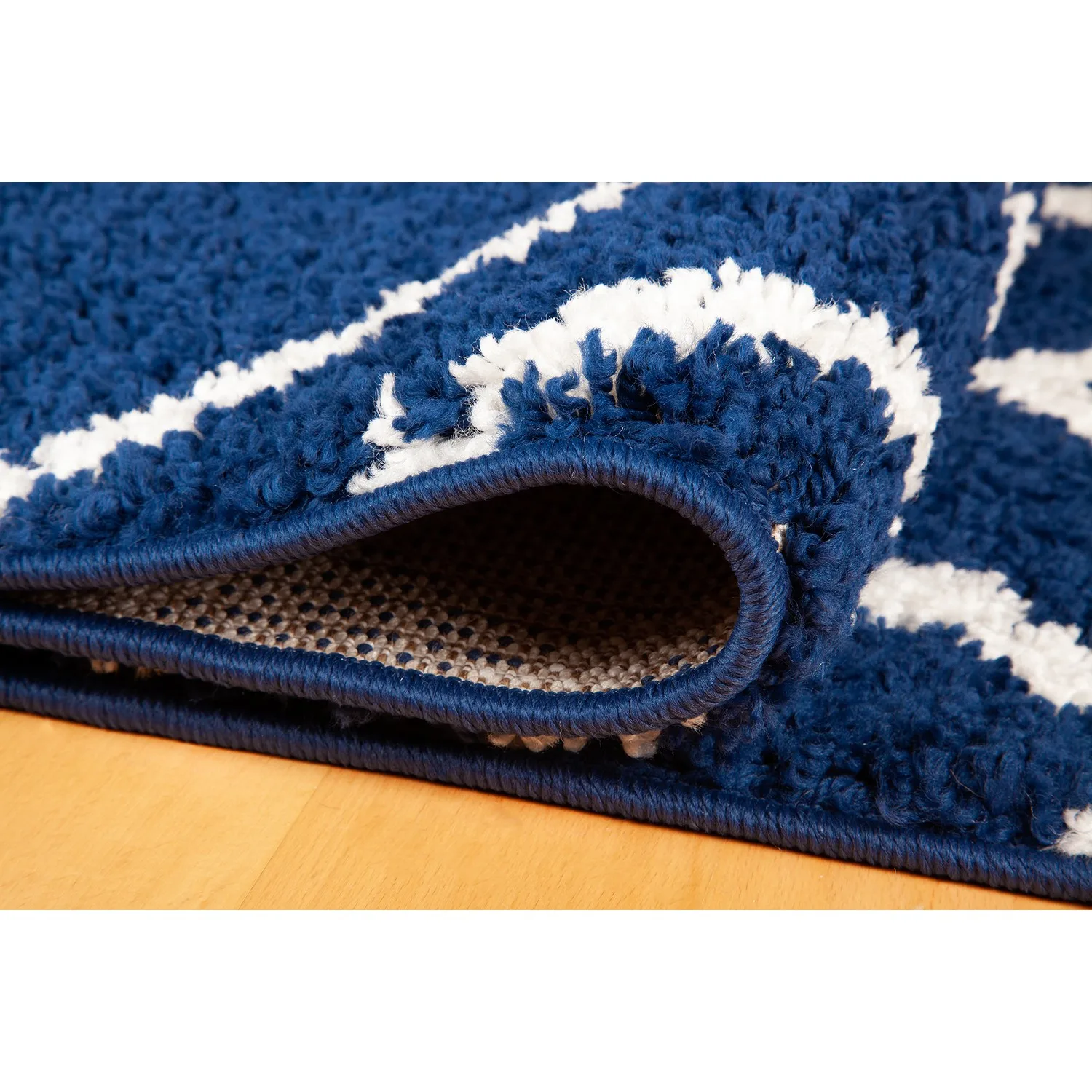 Je Veux домашний марокканский ворсистый мягкий, геометрический Коврик темно-Blue-White-60x90