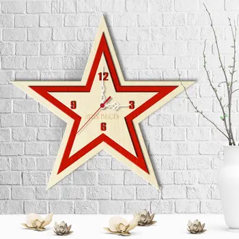 

Personalized Star Design Wooden Wall Clock-3