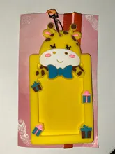 8 tipos Linda forma Animal sujetadora de tarjetas de identificación tarjeta de negocios de silicona cubierta de la caja con cuerda Protector de suministros para estudiantes