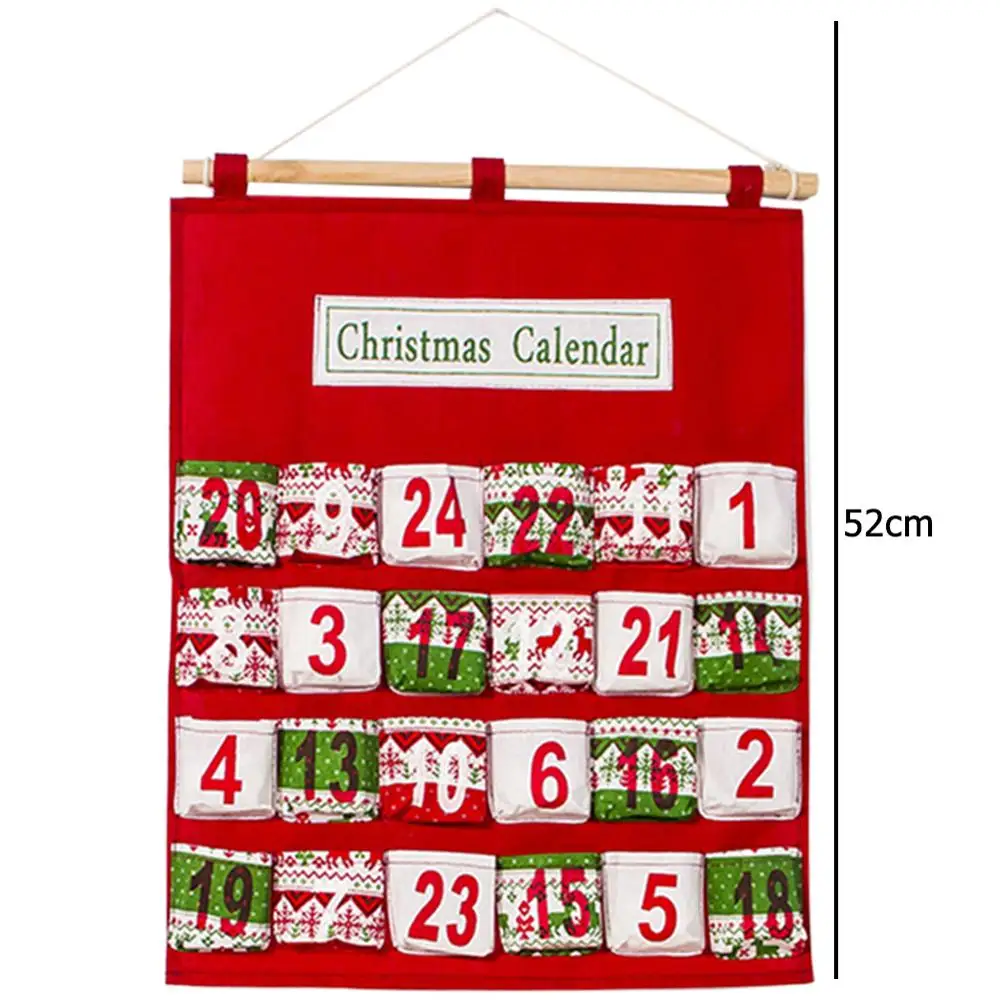 Рождественский календарь Санта Клаус Снеговик Лось с тканевыми крючками Рождество год Рождество украшение для дома и офиса Navidad - Цвет: A