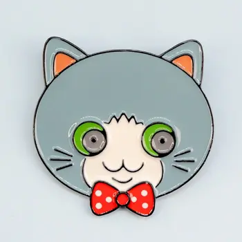 

Metal cat badge with red bow (53837)