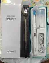 Cepillo de dientes eléctrico Seago Sonic SG-551 con reemplazo de cabezales de cepillo 4 modos de limpieza una operación clave sónico vibración cepillo resistente al agua