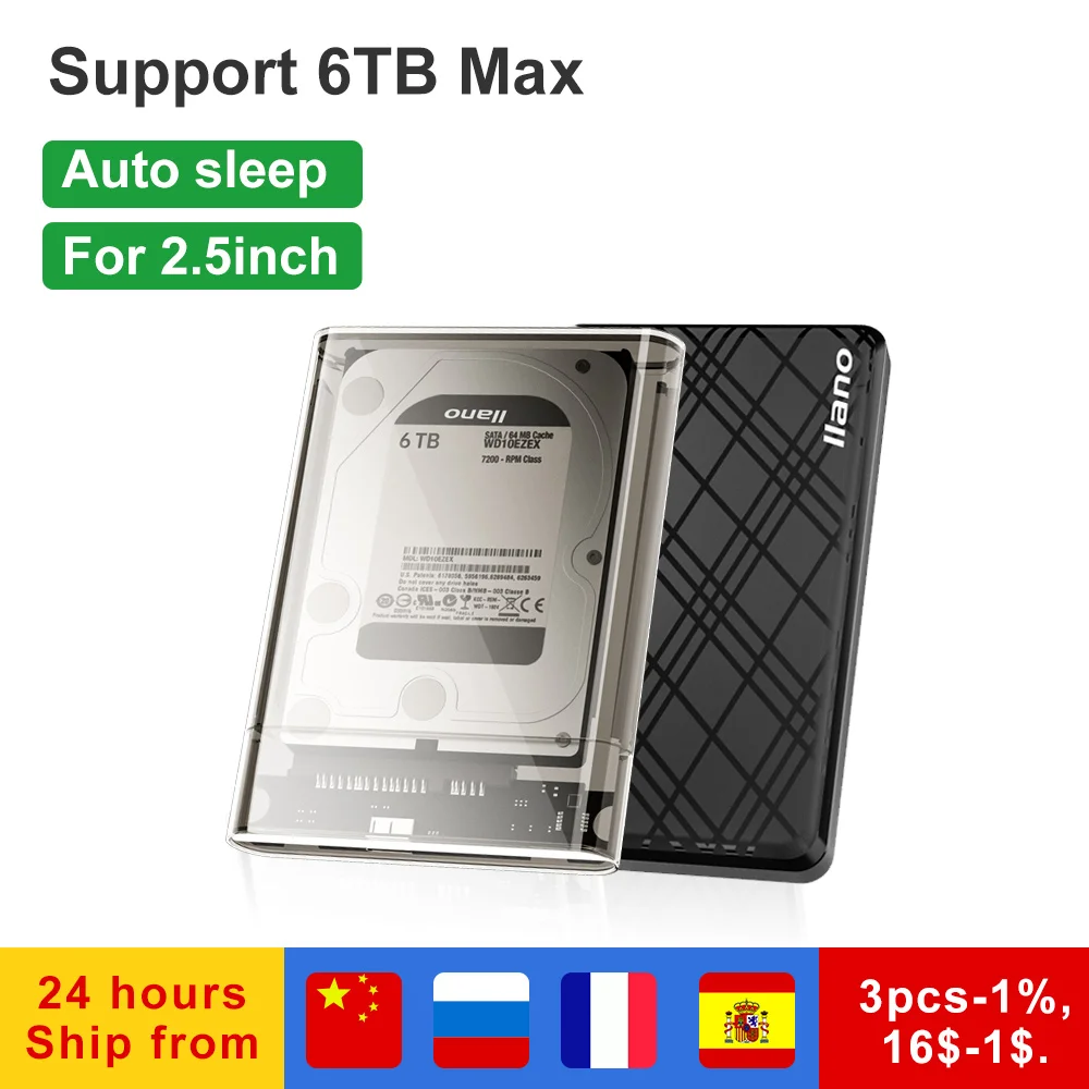 LLANO HDD чехол 2 5 SSD коробка HD SATA USB 3 0 Micro адаптер для внешних Винчестеров HDD/диск 6 ТБ