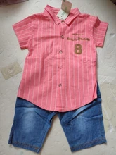 BibiCola niños Bebés Ropa de verano ropa recién nacido niños conjuntos de niño camisas de manga corta + Pantalones vaqueros tejano popular traje de pantalones cortos