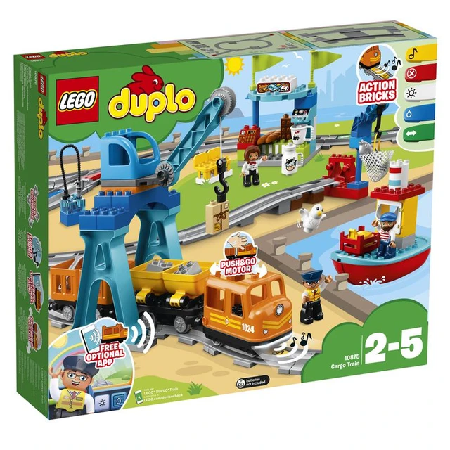 LEGO DUPLO Town | Freight train | Set train construction toy with tracks for boys