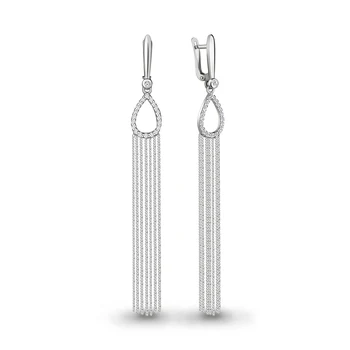 

Aquamarine long earrings with cubic zirconia, 925 sterling silver