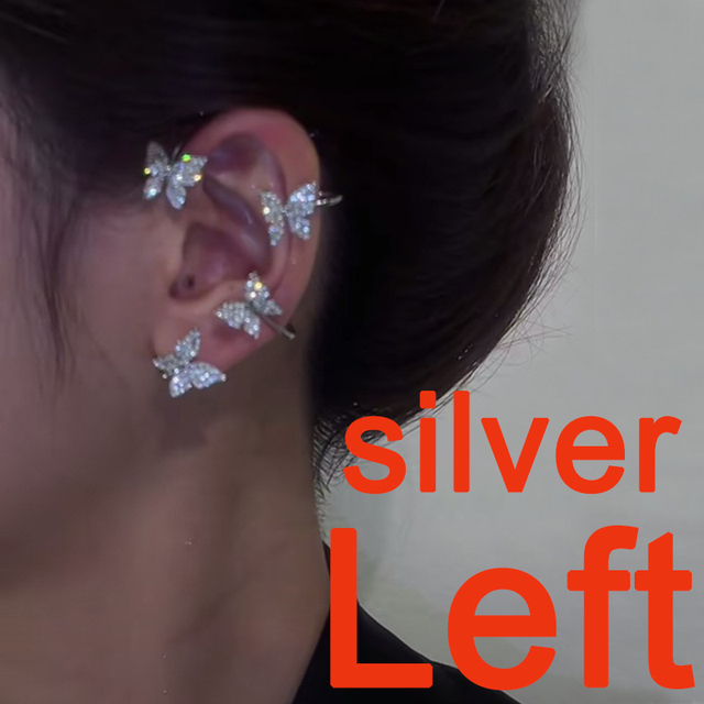 Crystal Leaf Ear Clip Non-Piercing Earring For Women Fashion Leaves Butterfly Ear Cuff Clip Jewelry Gift