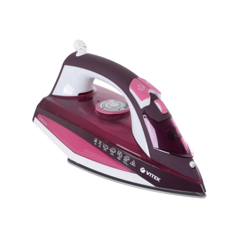 Утюг Vitek VT-1215 PK (Мощность 2400 Вт, керамическое покрытие, система самоочистки, авто отключение, защита от накипи)