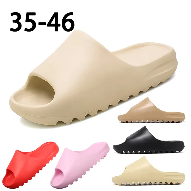 Summer Home Men Slippers Simple Solid Color Shoes Non-slip Bathroom Slides  Flops Couples Unisex Platform Slippers 2