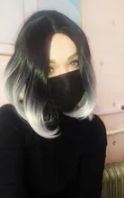 Feilimei-peluca recta con corte Bob de 160g, pelo sintético para Cosplay, afroamericano, Azul, Gris, Rubio, negro, Morado, color ombré