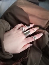 Tocona 6 unids/set Bohemia Color de plata antiguo Cross Arrow de diamantes de imitación negro anillos de encanto establece para las mujeres joyería de fiesta de кольца 3450