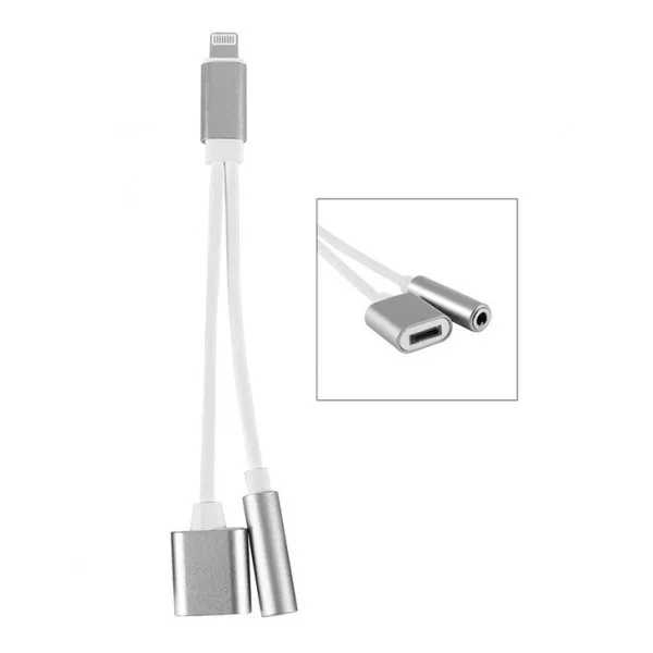 Кабель разветвитель для папа Lightning, мама Lightning, 3.5 jack