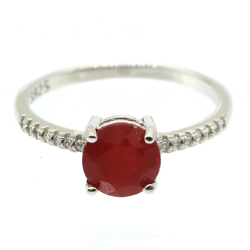 real ruby 8x8 мм,, простой стиль, 2,0 г, настоящий красный рубин, изумруд, создан Танзанит, кунцит, CZ, подарок для девочек, 925 Твердые кольца из стерлингового серебра - Цвет камня: real ruby