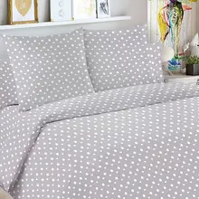 Детское постельное белье 1,5 сп Letto, Горошек, серый