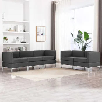 

5 PCs dark gray sofa fabric sofa sets
